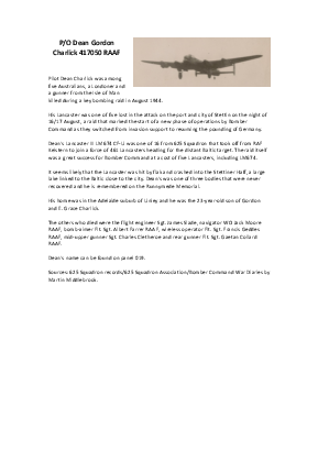 A preview of a PDF biography for Charlick, Dean Gordon